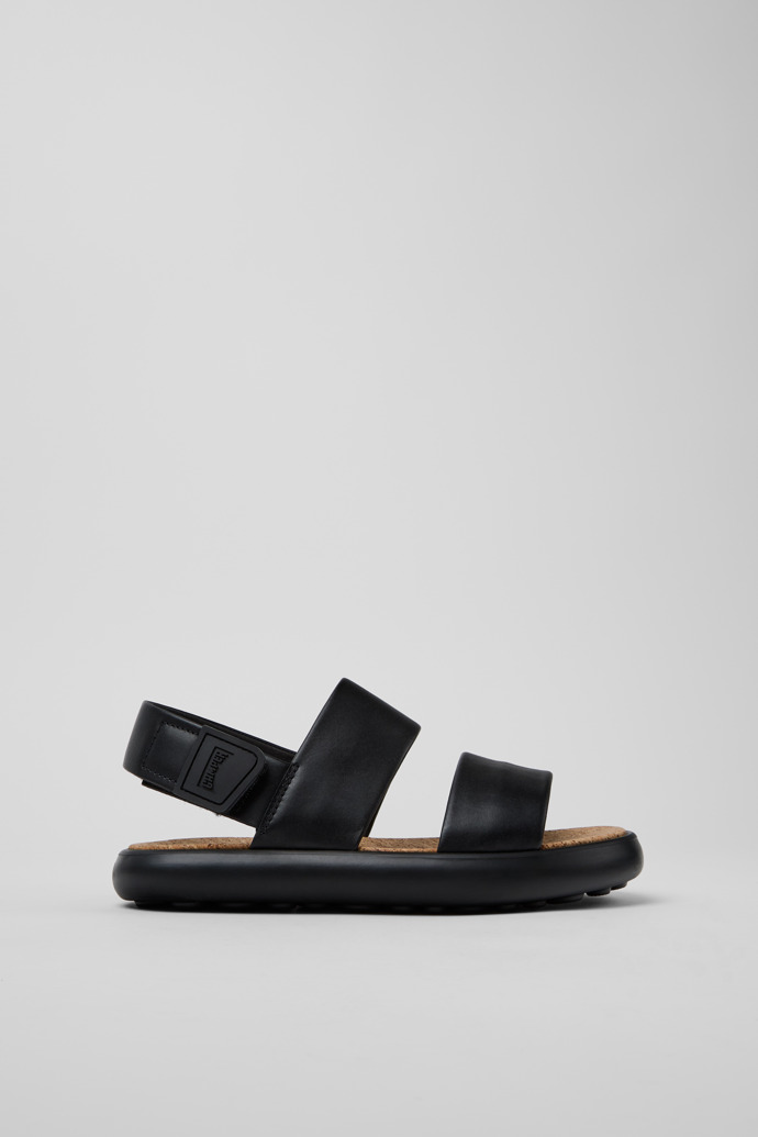 Side view of Pelotas Flota Black Leather Sandals for Women.