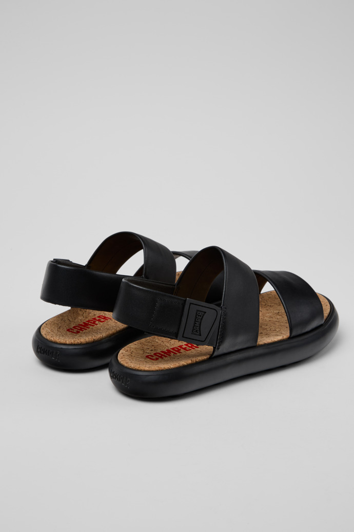 Back view of Pelotas Flota Black Leather Sandals for Women.