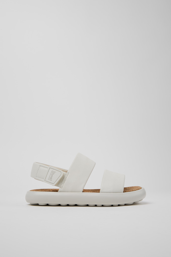 Side view of Pelotas Flota White Leather Sandals for Women.