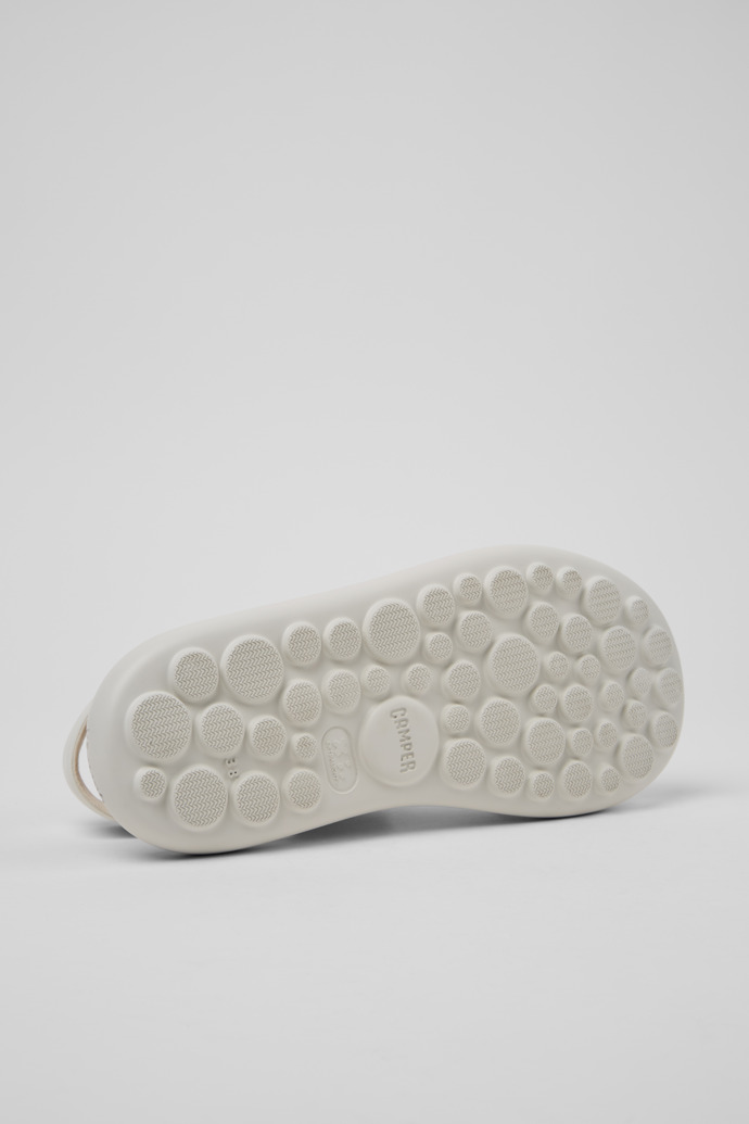 The soles of Pelotas Flota White Leather Sandals for Women.