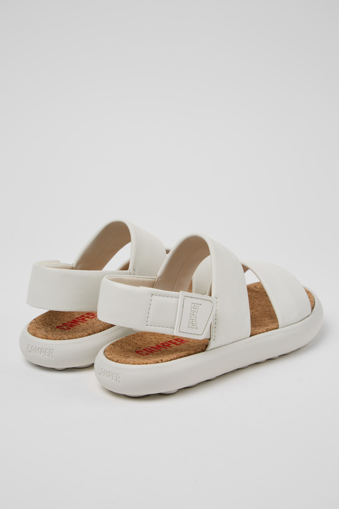 Back view of Pelotas Flota White Leather Sandals for Women.