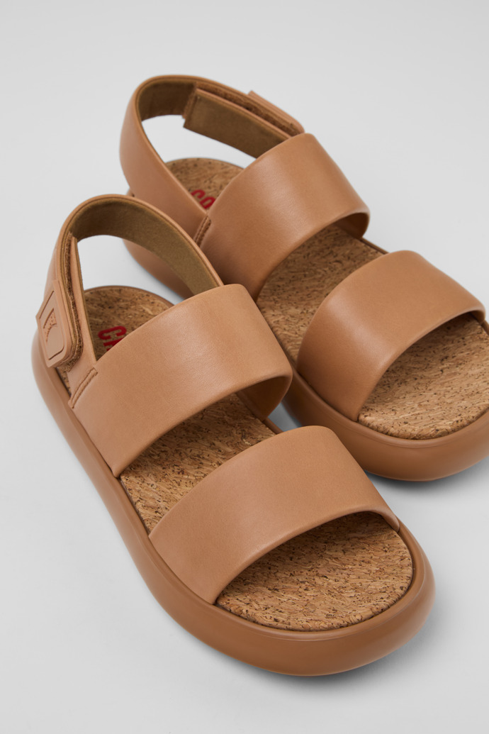 Close-up view of Pelotas Flota Nude Leather Sandals for Women.