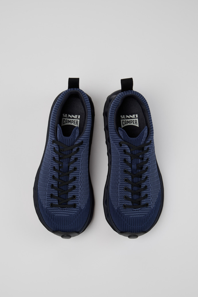 Overhead view of Camper x SUNNEI - PELOTISSIMA Blue and Black Textile Women's Sneakers.