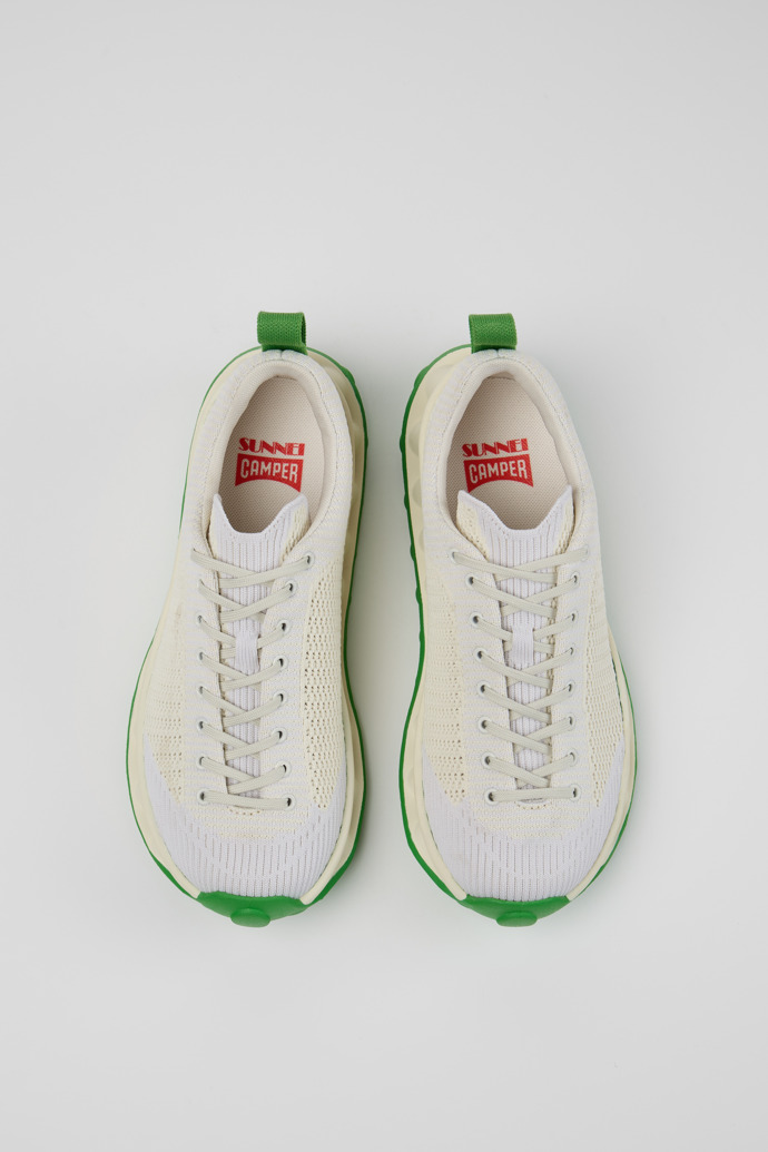 Camper x SUNNEI - PELOTISSIMA Wit-groene textiel sneaker voor dames.