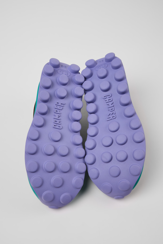 The soles of Camper x SUNNEI - PELOTISSIMA Brown, Blue and Purple Textile Sneakers for Women.