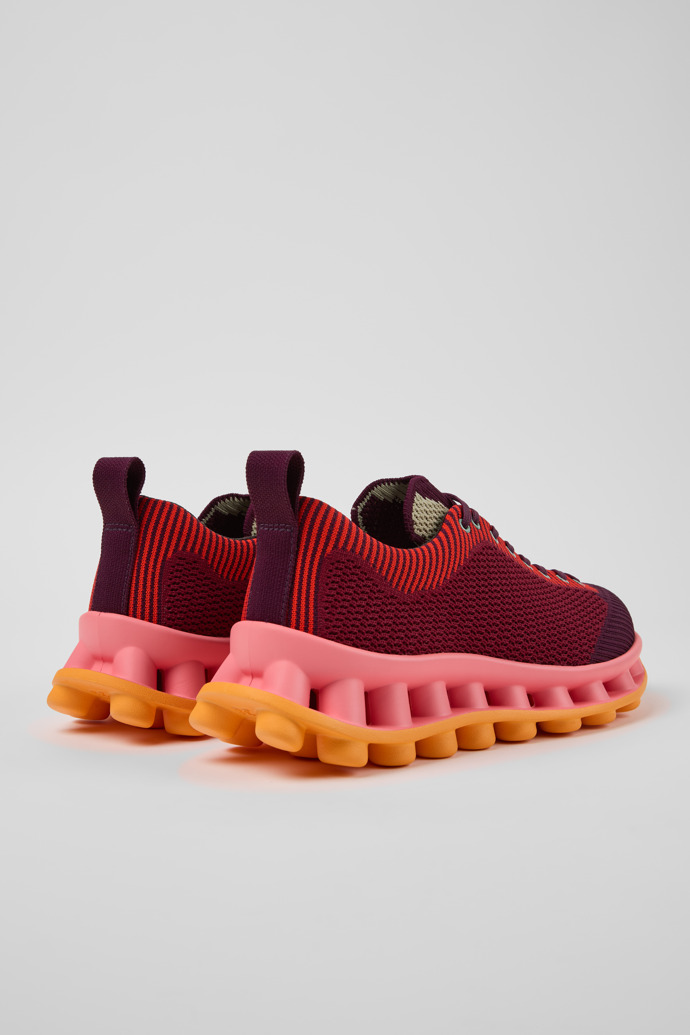 Back view of Camper x SUNNEI - PELOTISSIMA Burgundy, Pink and Orange Textile Sneakers for Women.