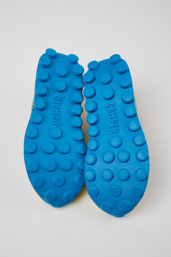 The soles of Camper x SUNNEI - PELOTISSIMA Green, Blue and White Textile Sneakers for Women.