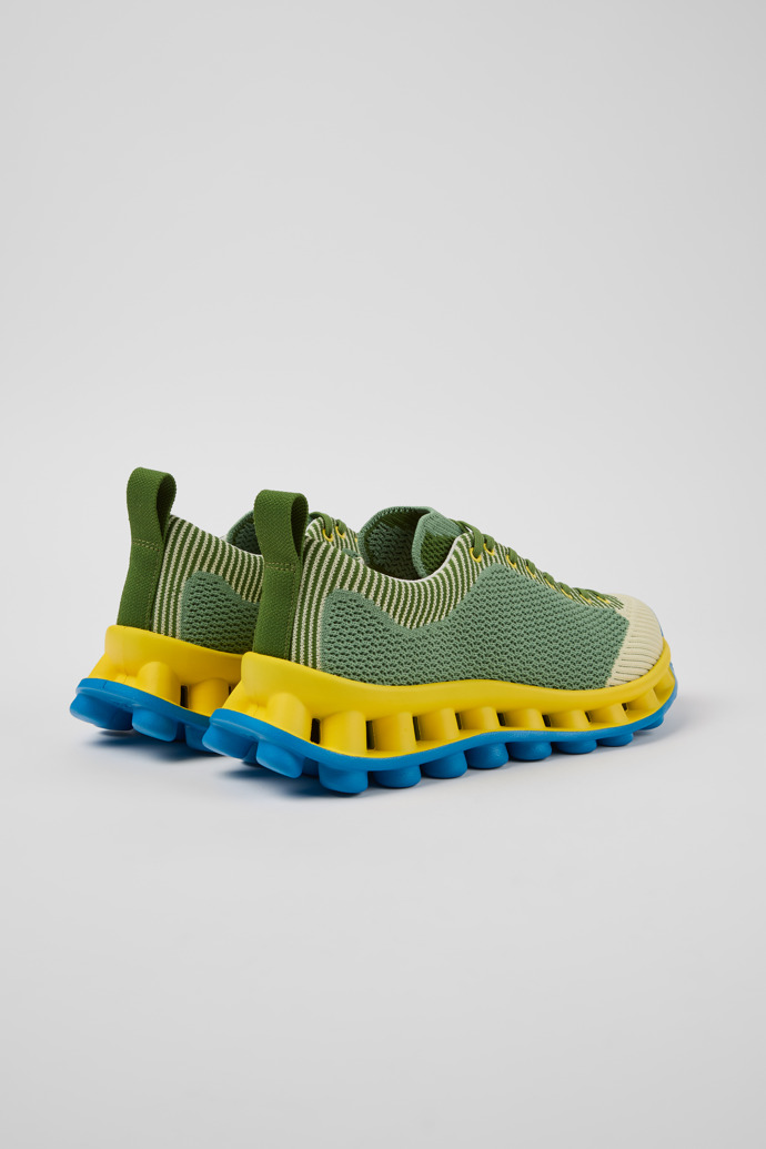 Back view of Camper x SUNNEI - PELOTISSIMA Green, Blue and White Textile Sneakers for Women.
