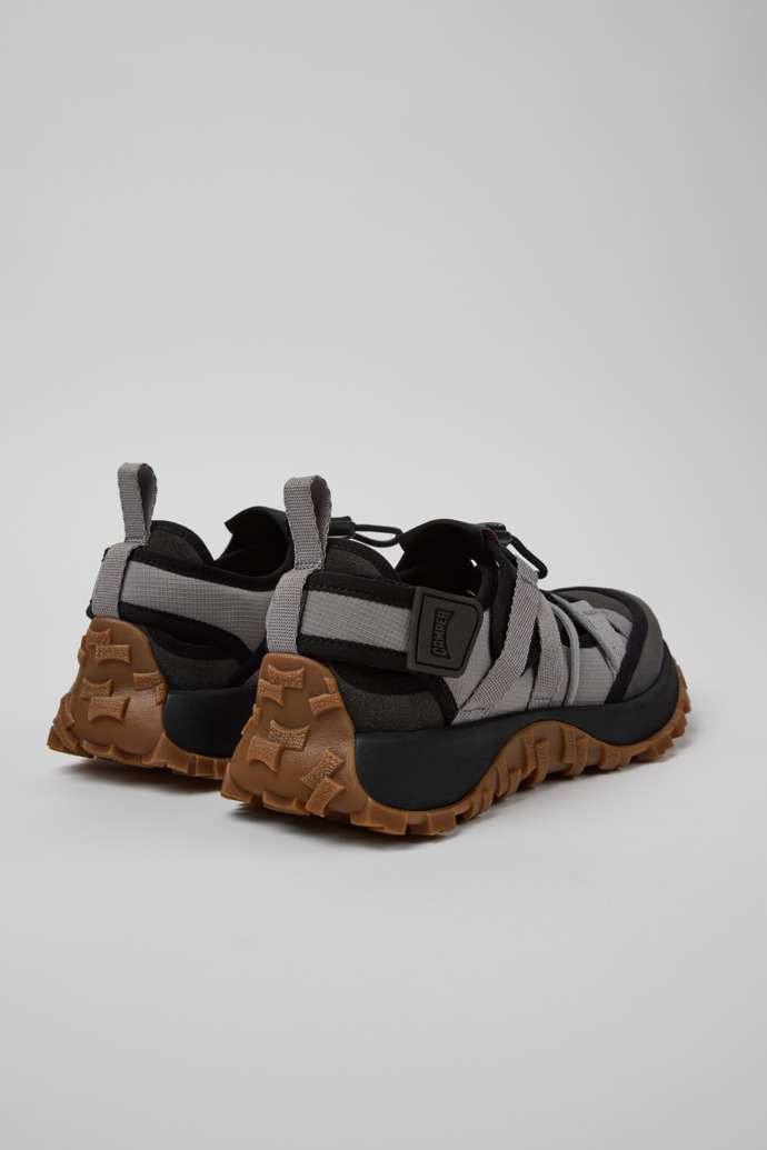 Back view of Drift Trail VIBRAM Gray Recycled PET and Nubuck Sneakers for Women.