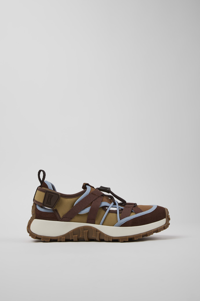 Side view of Drift Trail Brown Textile and Nubuck Leather Sneakers for Women.