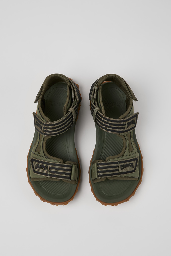 Overhead view of Drift Trail Sandal Green Leather Sandals for Women.