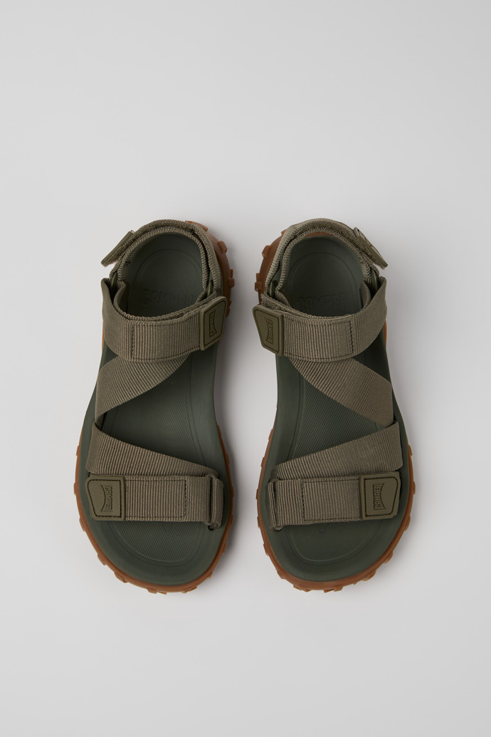 Overhead view of Drift Trail Sandal Green Recycled PET Sandals for Women.