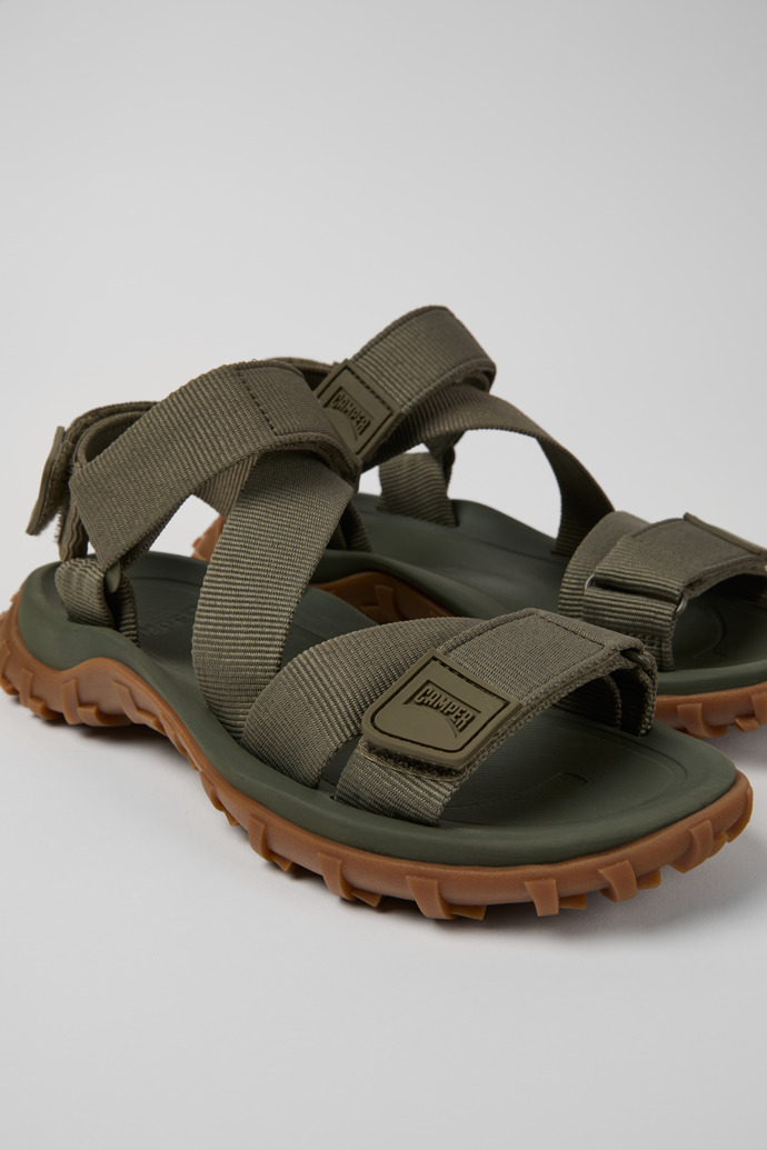 Close-up view of Drift Trail Sandal Green Recycled PET Sandals for Women.