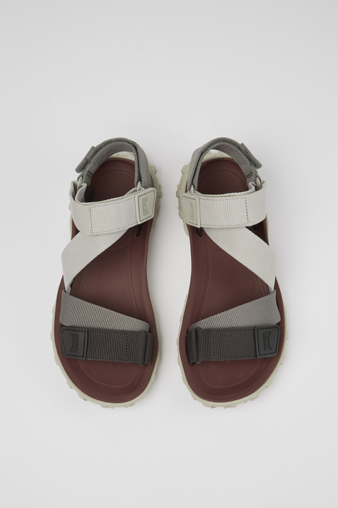 Overhead view of Drift Trail Sandal Gray Textile Sandals for Women.