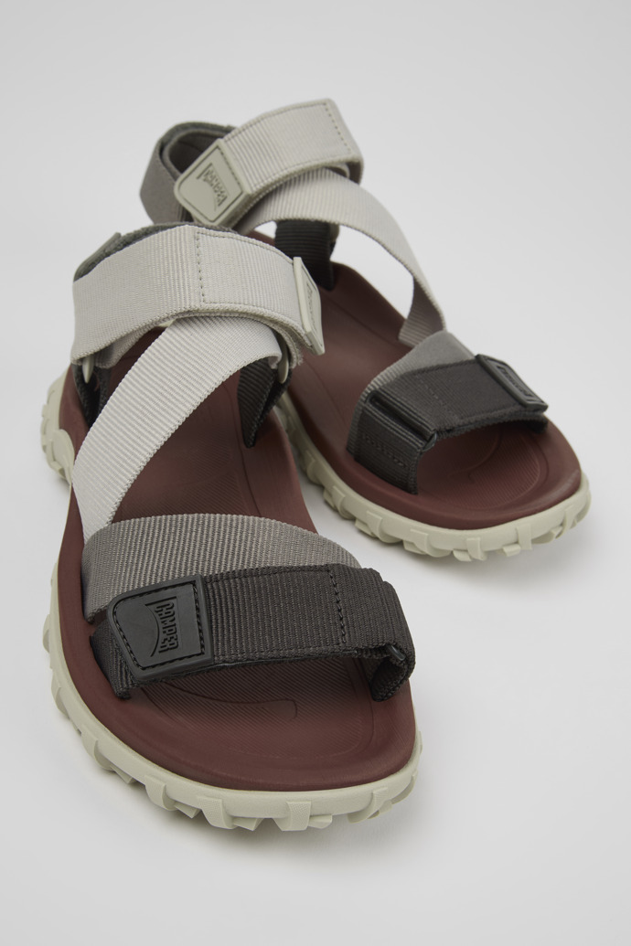 Close-up view of Drift Trail Sandal Gray Textile Sandals for Women.