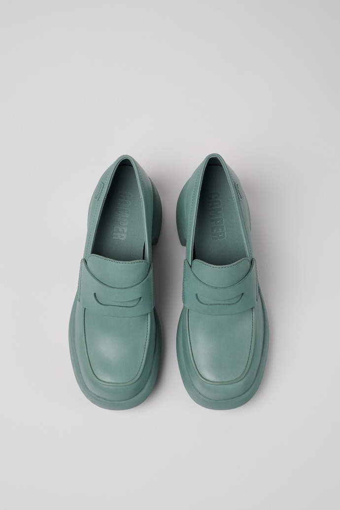 Overhead view of Thelma Green Leather Moccasin/Ballerina for Women.