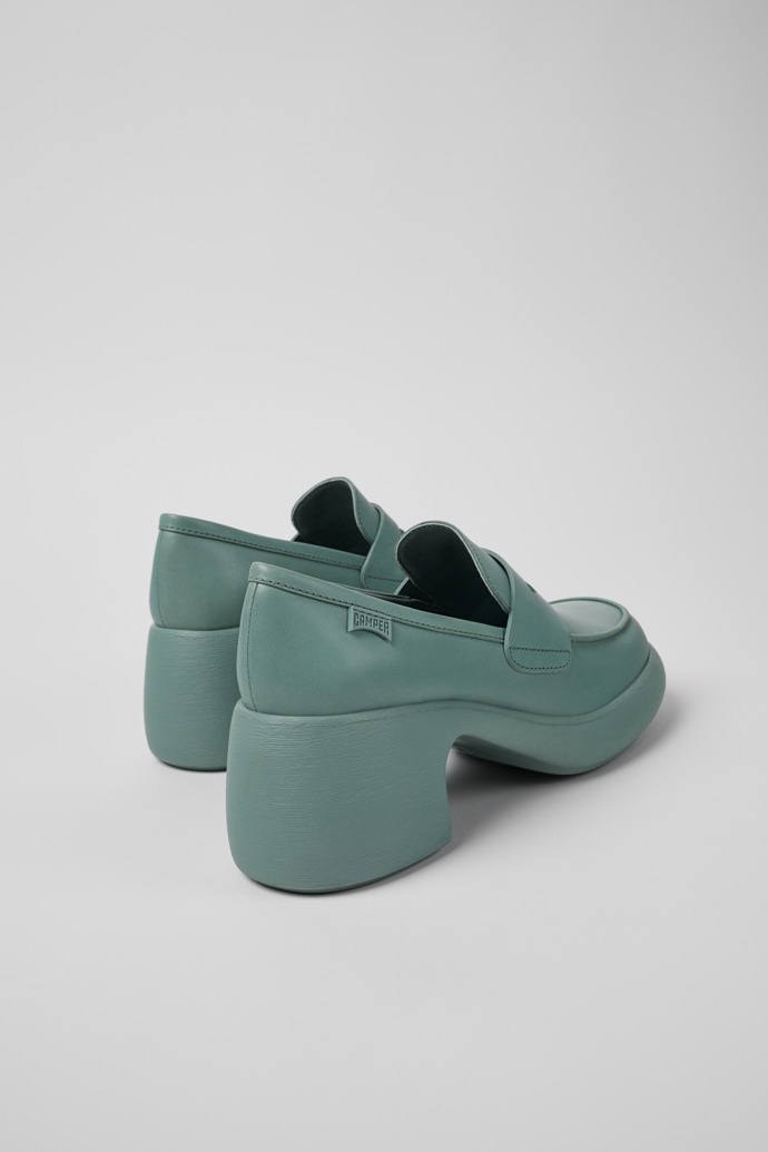 Back view of Thelma Green Leather Moccasin/Ballerina for Women.