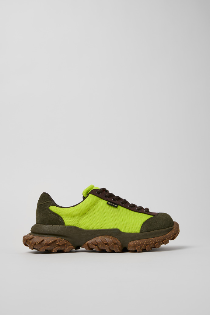 Side view of Karst Trek - GORE-TEX Green and Brown Textile and Nubuck Sneakers for Women.