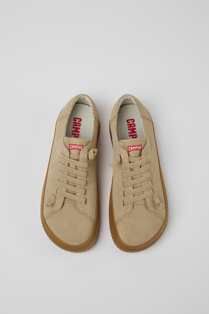 Overhead view of Peu Roda Beige Nubuck Sneakers for Women.