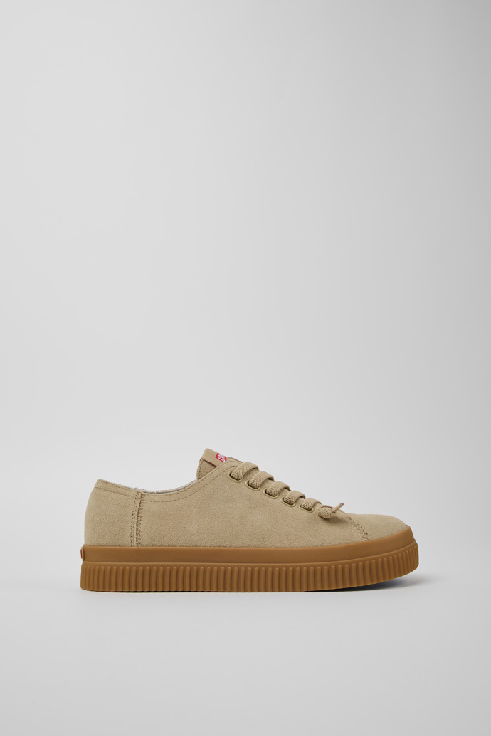 Side view of Peu Roda Beige Nubuck Sneakers for Women.