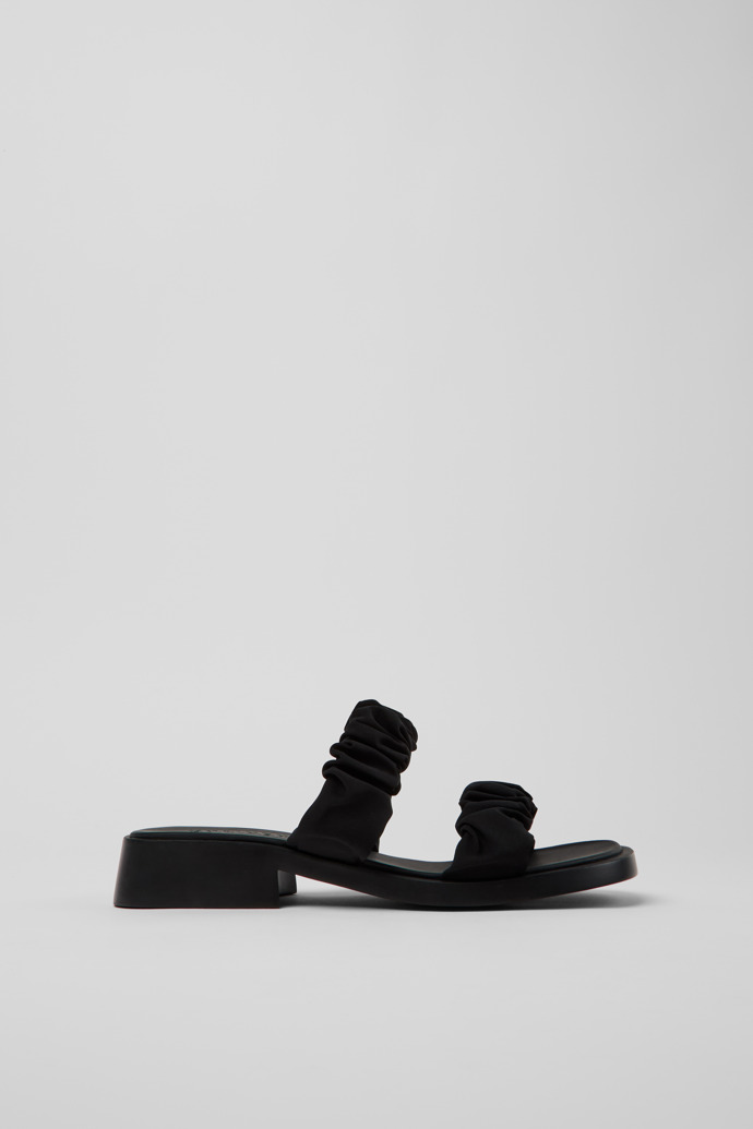 Side view of Dean Black Recycled PET Sandals for Women.