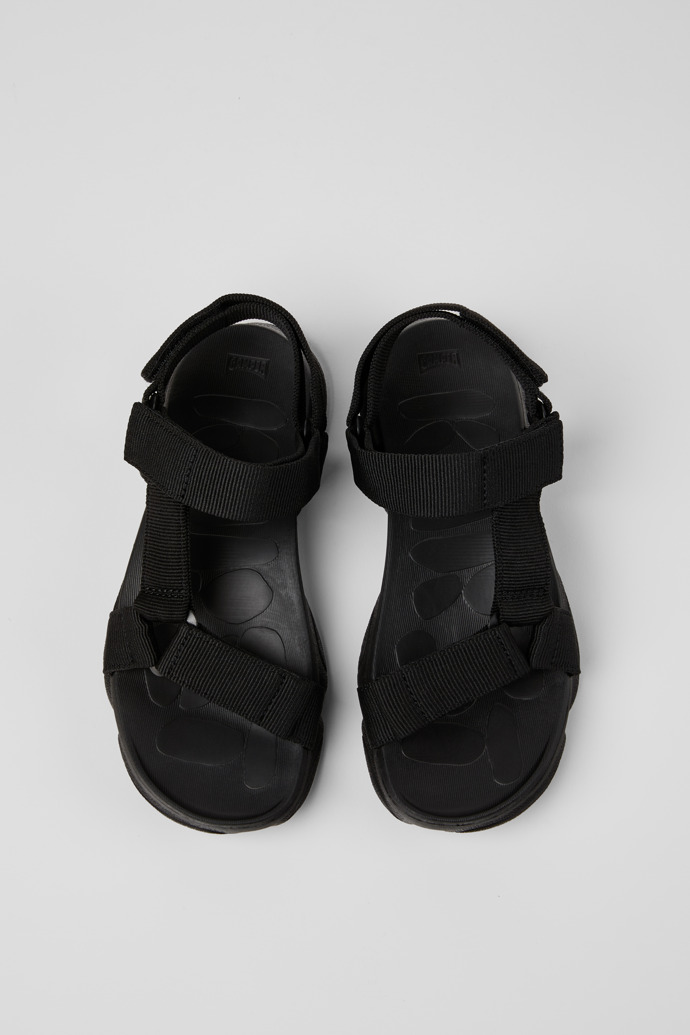 Overhead view of Karst Sandal Black Recycled PET Women's Sandal.