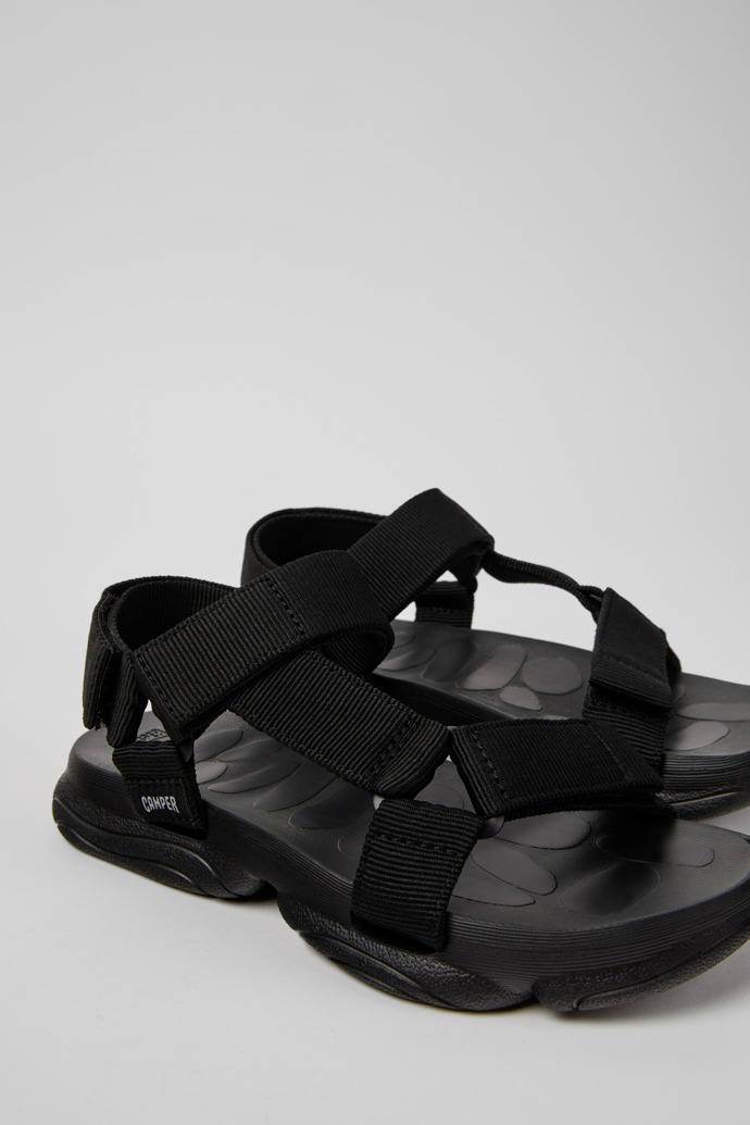 Close-up view of Karst Sandal Black Recycled PET Women's Sandal.