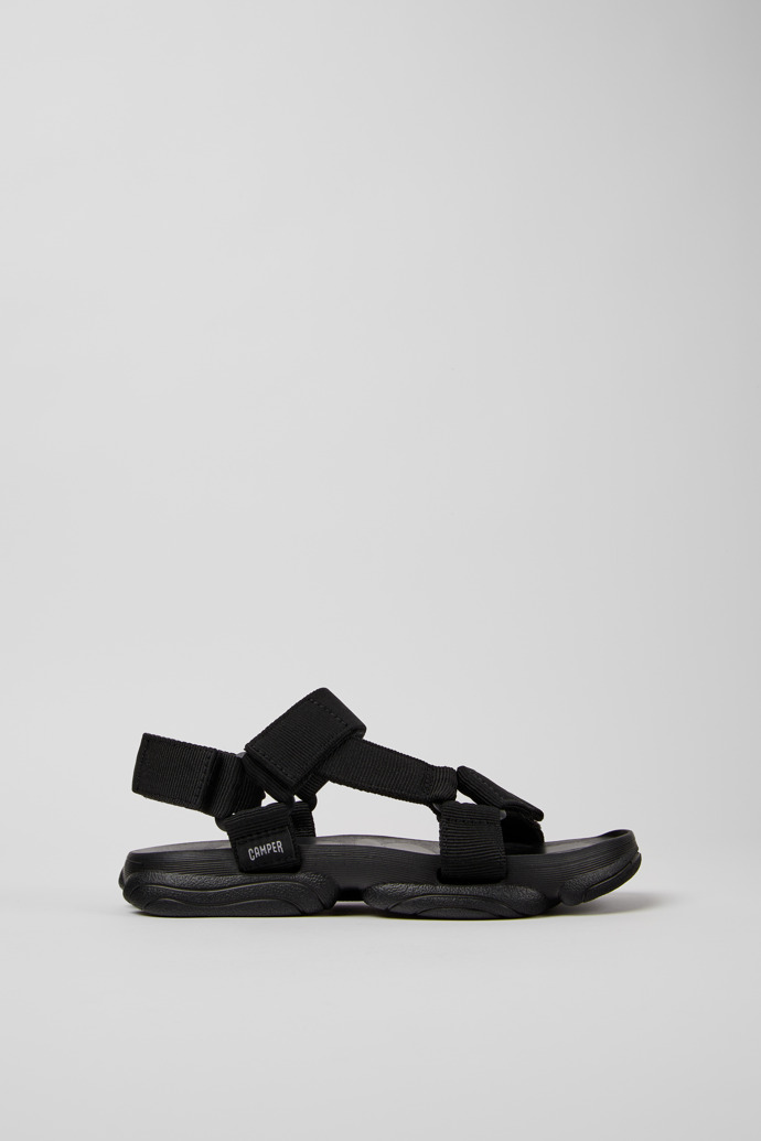 Side view of Karst Sandal Black Recycled PET Women's Sandal.