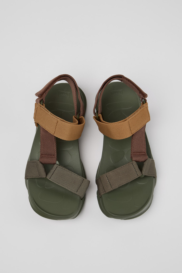 Overhead view of Karst Sandal Brown Textile Sandals for Women.