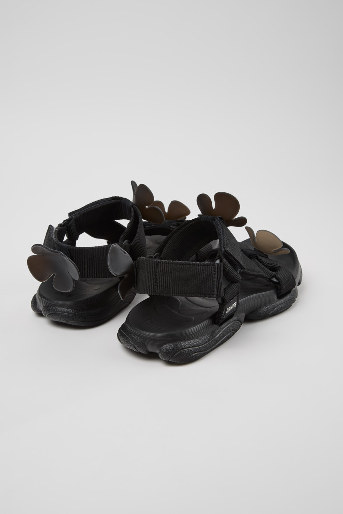 Back view of Karst Sandal Black Textile Sandals for Women.