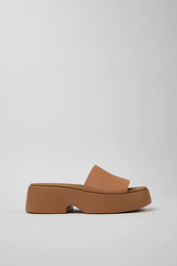 Side view of Tasha Nude Leather Sandals for Women.