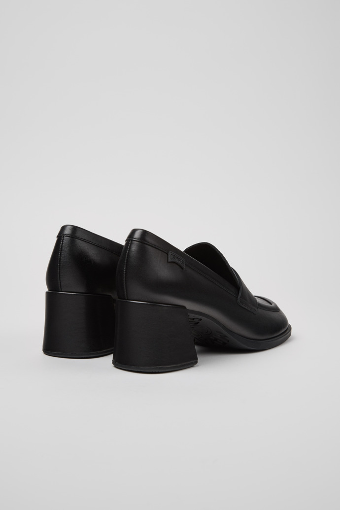 Back view of Kora Black Leather Moccasins for Women.