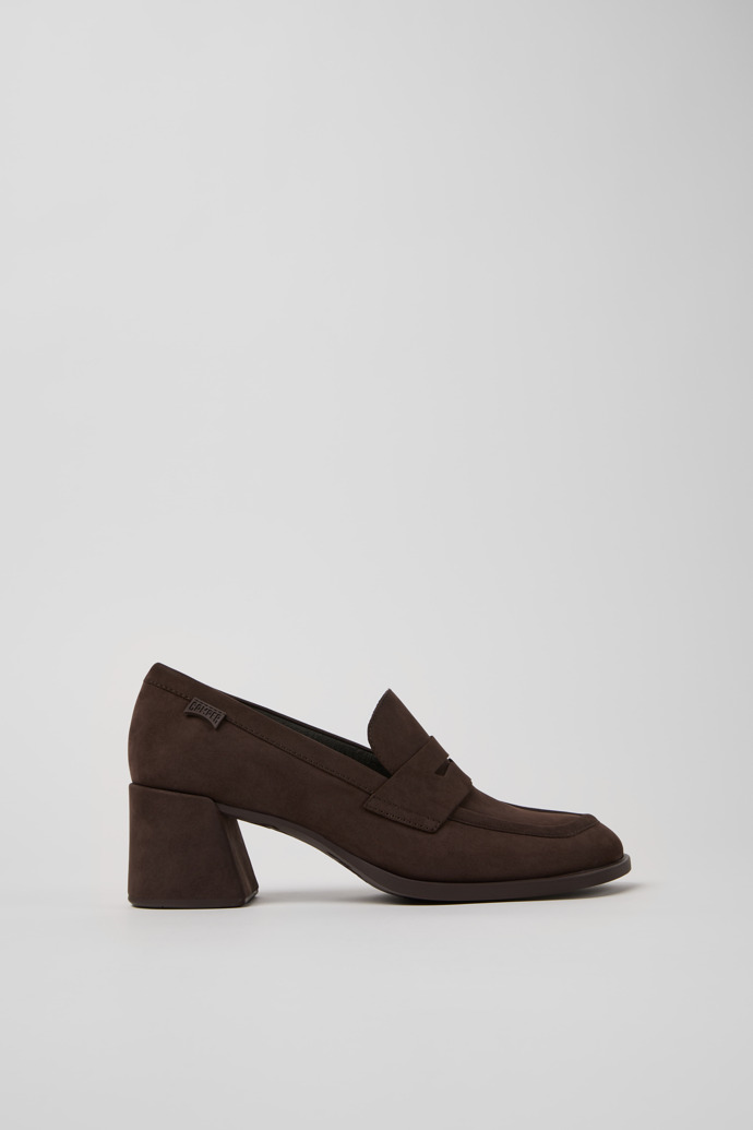 Side view of Kora Brown Nubuck Moccasins for Women.