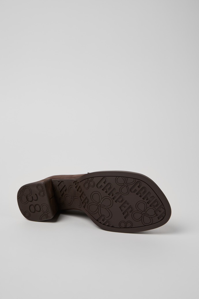 The soles of Kora Brown Nubuck Moccasins for Women.