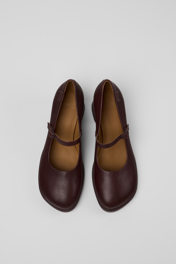 Overhead view of Kora Burgundy Leather Moccasins for Women.