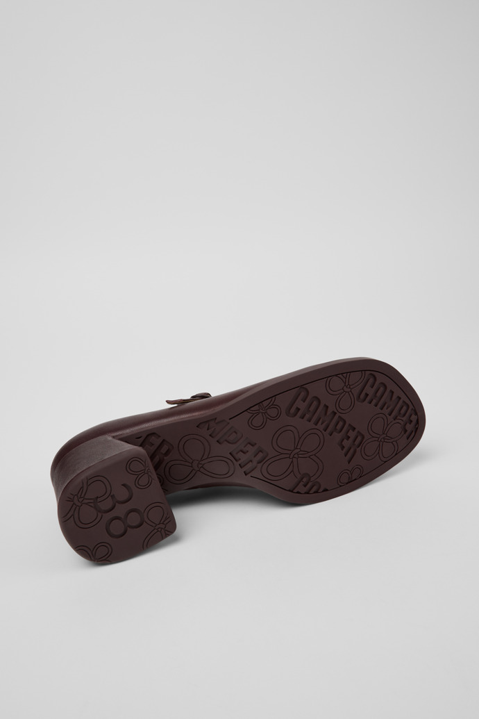 The soles of Kora Burgundy Leather Moccasins for Women.
