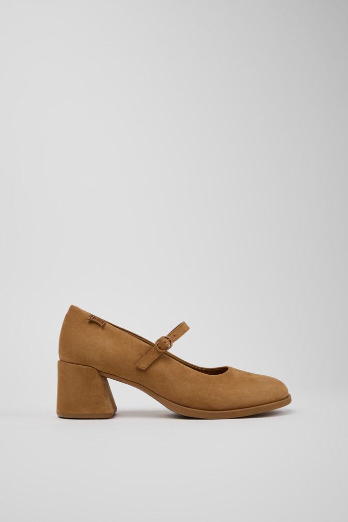 Side view of Kora Brown Nubuck Leather Heels for Women.