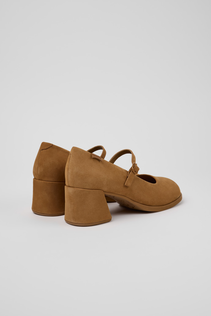 Back view of Kora Brown Nubuck Leather Heels for Women.