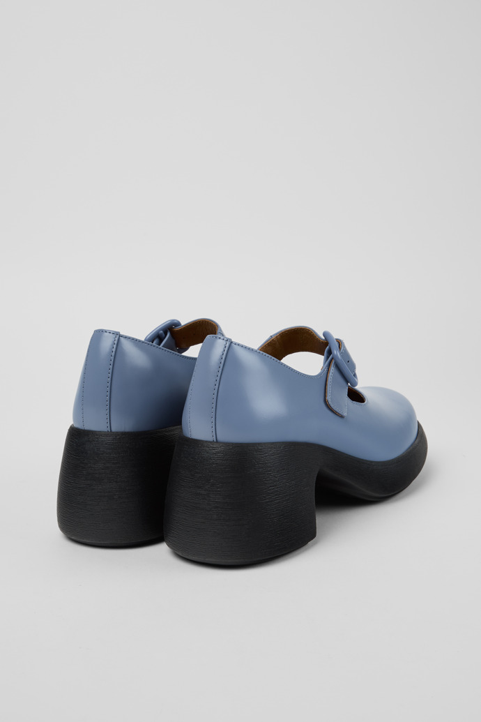Back view of Thelma II Blue Leather Moccasins for Women.