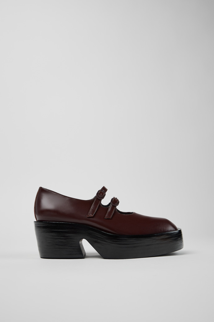 Side view of Billie Burgundy Leather Moccasins for Women.