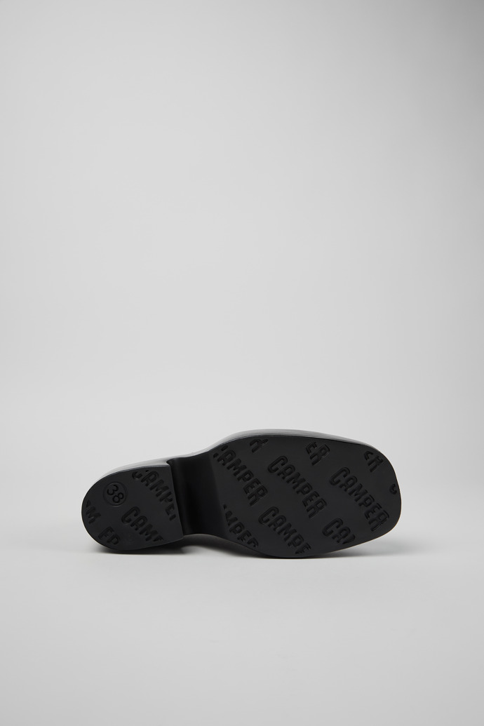 The soles of Billie Burgundy Leather Moccasins for Women.