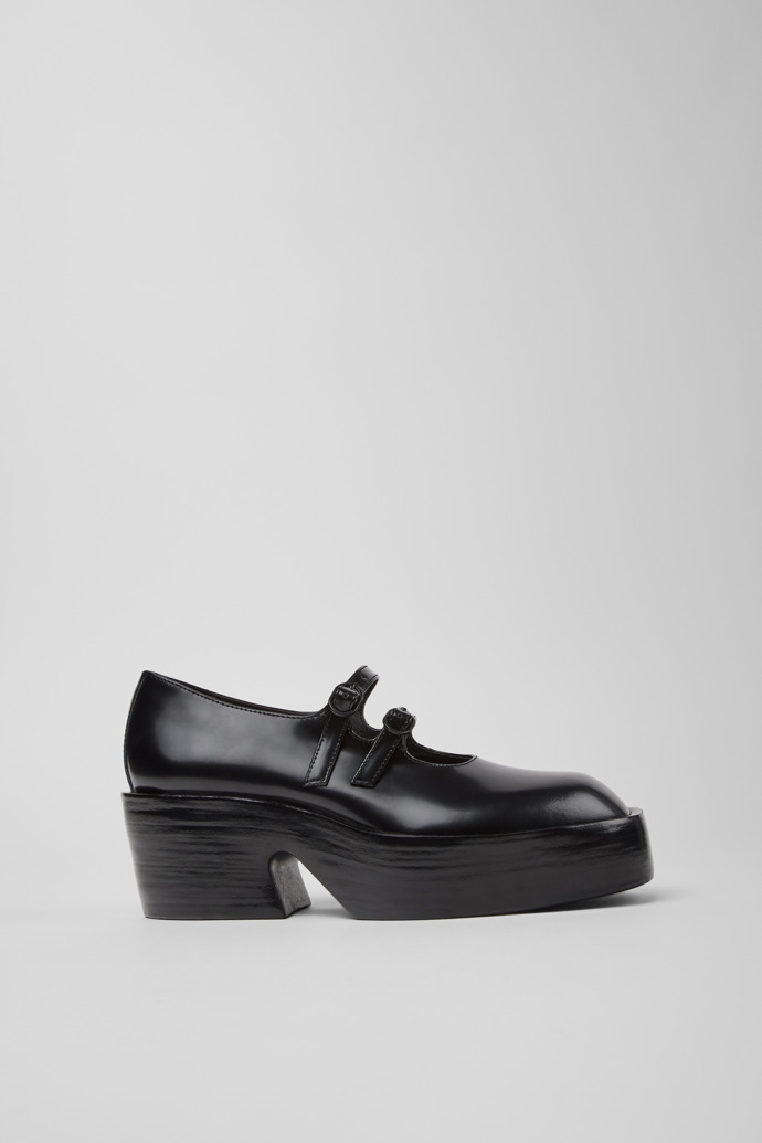 Side view of Billie Black Leather Moccasins for Women.