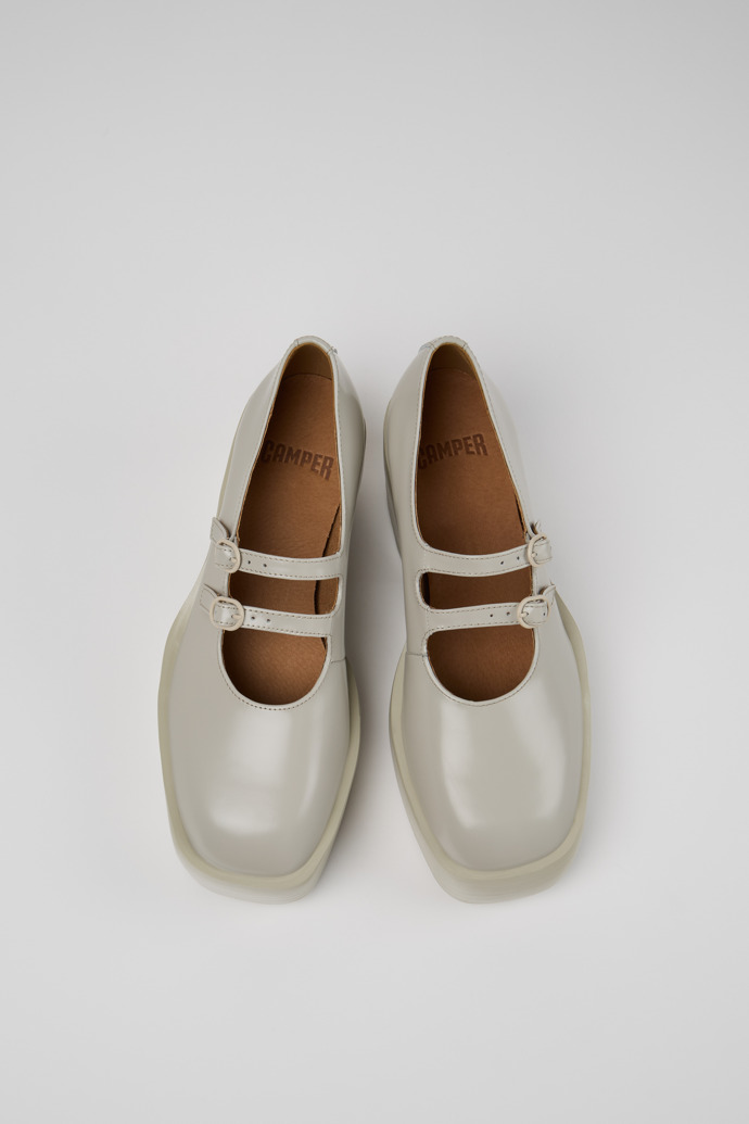 Overhead view of Billie Gray Leather Moccasins for Women.
