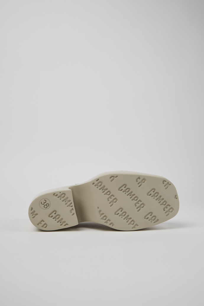 The soles of Billie Gray Leather Moccasins for Women.