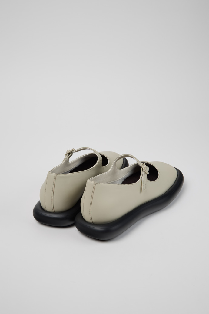 Back view of Onda Gray Leather Ballerinas for Women.