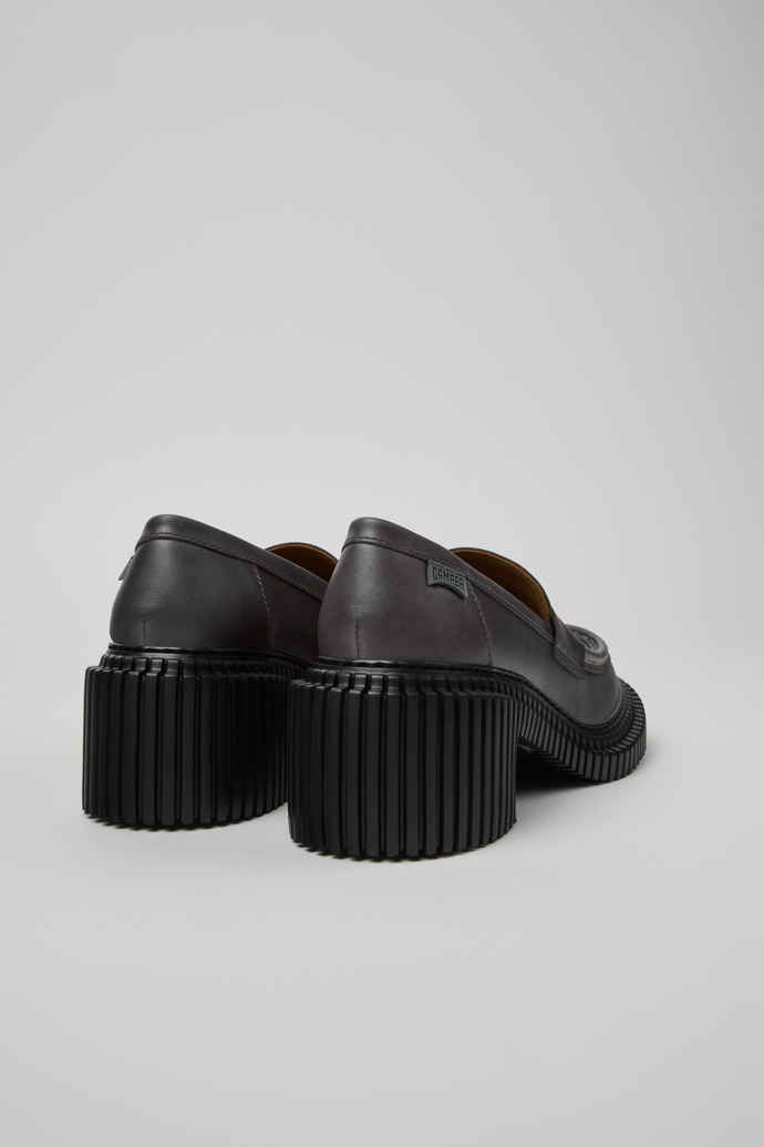 Back view of Pix London Gray Leather Moccasins for Men.