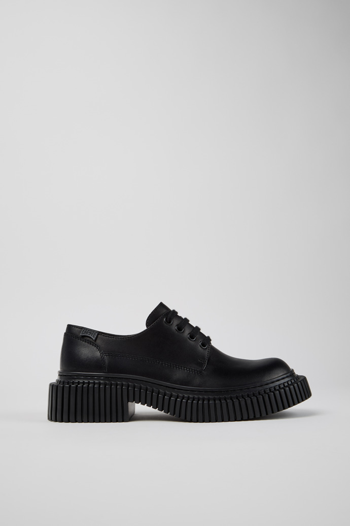 Side view of Pix Berlin Black Leather Shoes for Women.