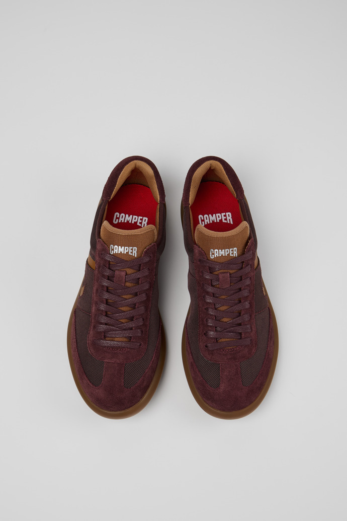 Pelotas Soller Sneaker de piel burdeos y PET reciclado para mujer