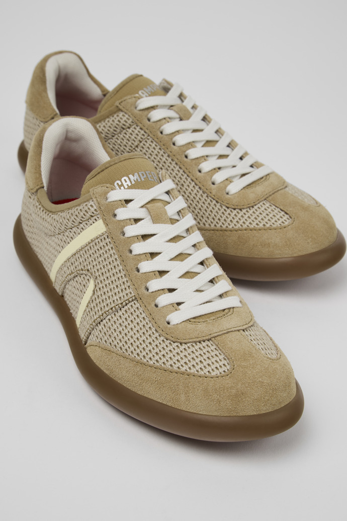 Close-up view of Pelotas Soller Brown Tencel Lyocell and Recycled Textile Sneakers for Women.