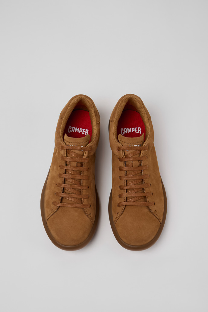 Overhead view of Pelotas Soller Brown Nubuck Sneakers for Women.